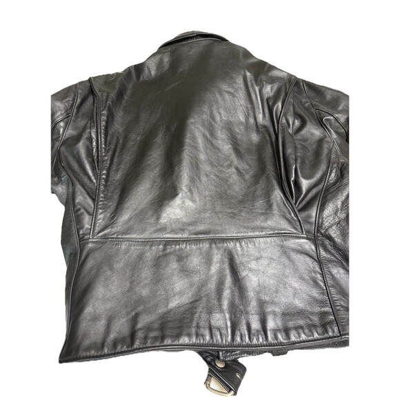 VTG Men’s Leathercraft Motorocycle Motto Jacket Size 44 YKK Zipper Biker Punk - Picture 6 of 16